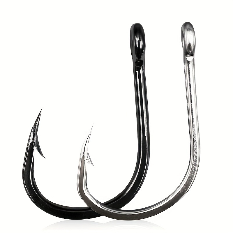 20pcs Black Long Handle Sharp Fishing Hook, Iron Barbed Circle Hooks, Sea  Fishing Accessories,temu