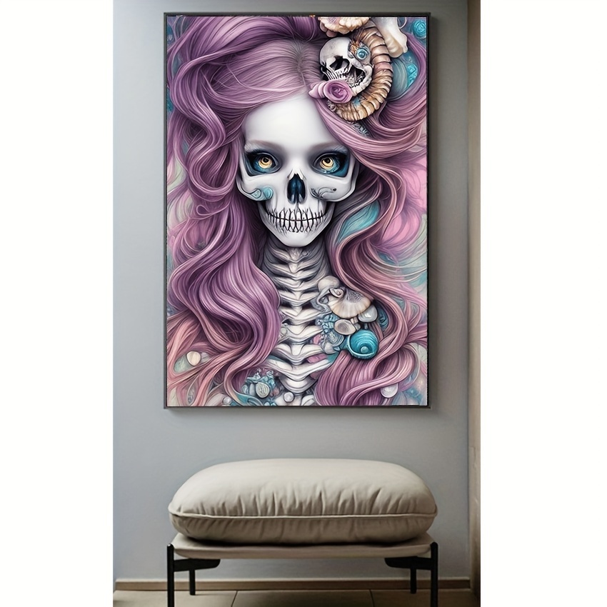 Frameless Diy 5d Diamond Painting Set Christmas Skull - Temu