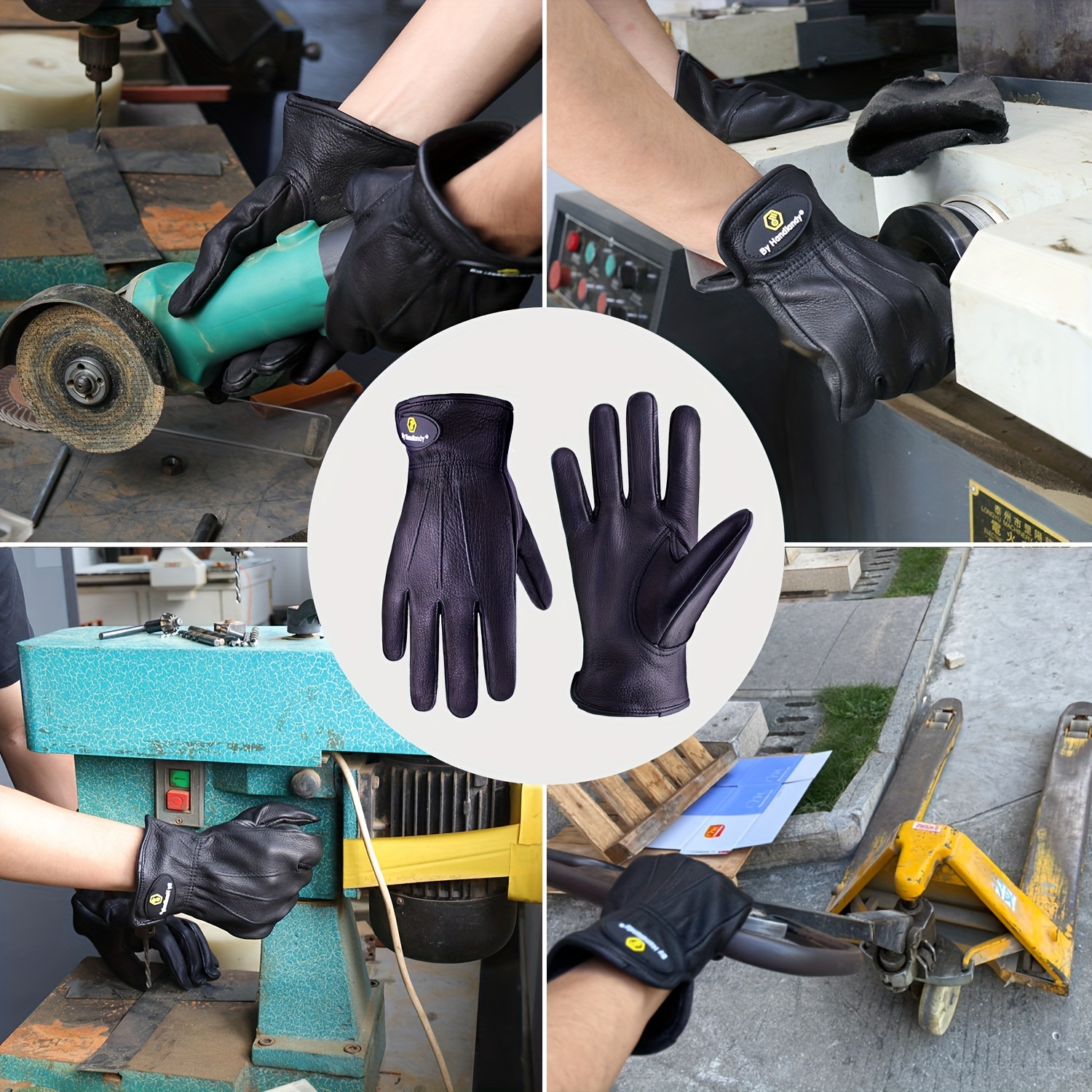 HANDLANDY Guantes de jardinería de cuero para hombre, guantes de trabajo  utilitarios para mecánicos, construcción, conductor, destreza diseño