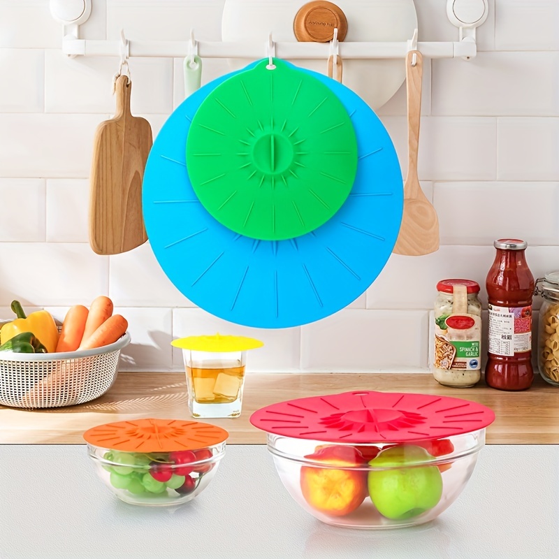Reusable Silicone Lids For Microwave, Oven, And Freezer - Dust-proof,  Splash-proof, Heat-resistant, And Bpa-free - Fits Cups, Bowls, Plates,  Pots, Pans, Frying Pans, And Stovetop - Perfect For Home Kitchen  Accessories 