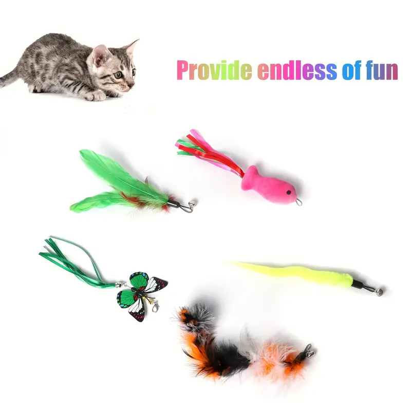 Cat Toys Kitten Toys Interactive Cat Feather Toys Cat Wand - Temu