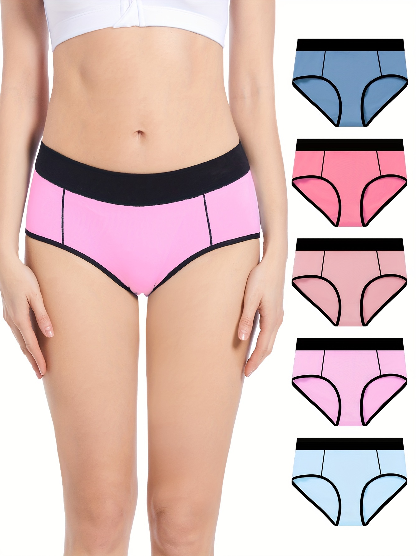 Ribbed Hipster Cotton Briefs Comfortable Breathable Low - Temu