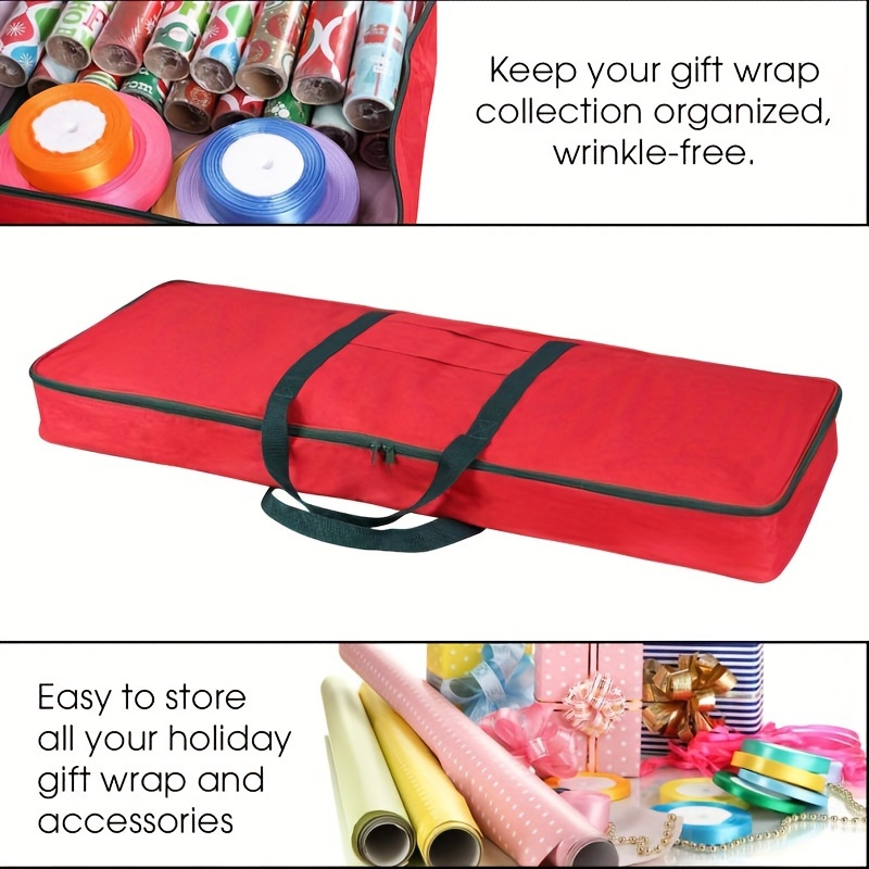 Textured PVC Christmas Wrap Storage Bag, Red, STORAGE ORGANIZATION