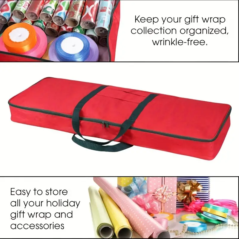 Gift Wrapping Paper Organizer, Christmas Gift Wrapping Paper Storage  Containers, Holiday Accessories Under The Bed Storage Bag, Dust, Moisture,  And Sunlight Resistant Christmas Ornament Storage Bags, Red Organization  And Storage Bag 