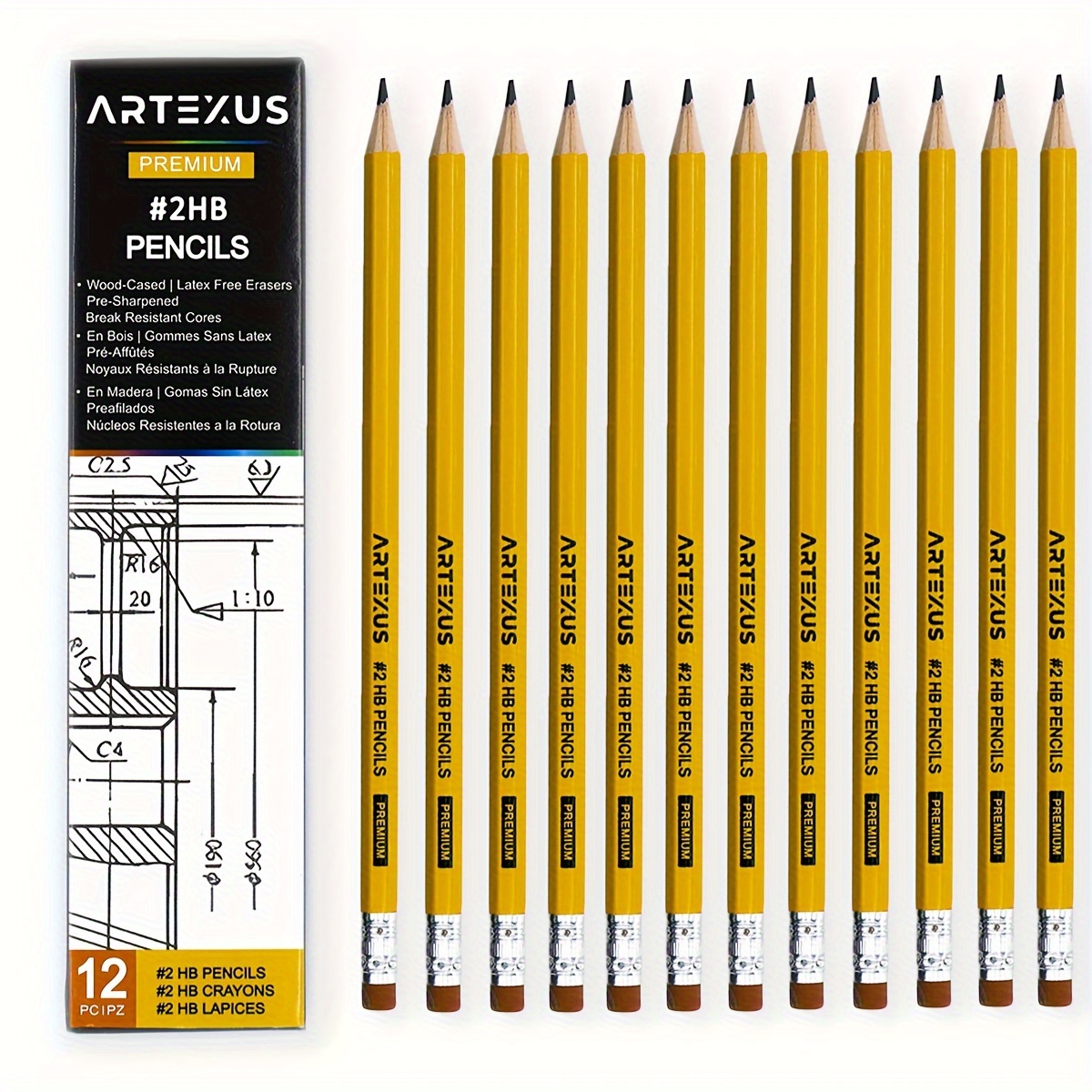 48 Graphite Drawing Sketching Pencils 2B Artist Premium Wood Pencil  UN-Sharpened 