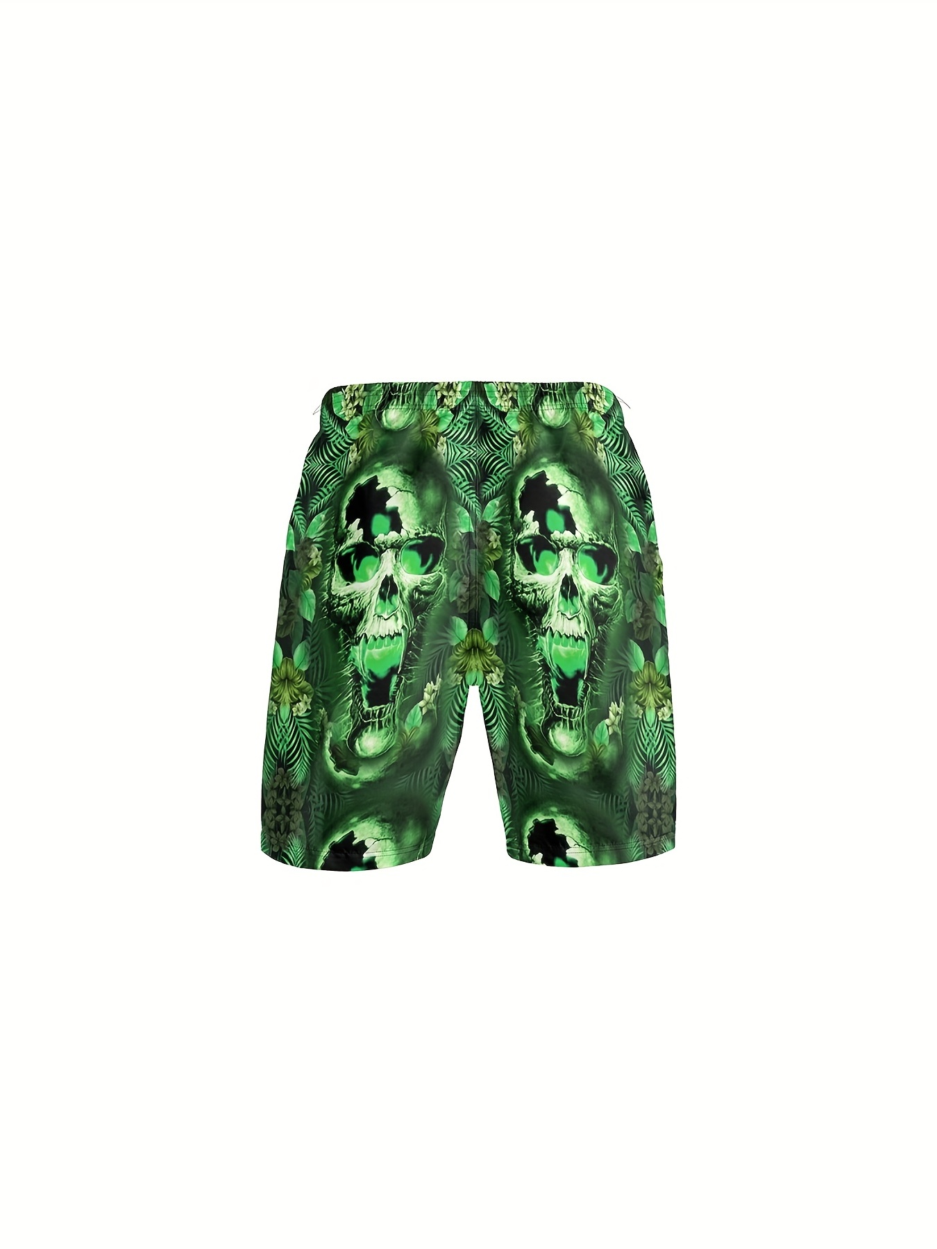 Mens Skulls Shorts With Pockets Casual Elastic Waist Drawstring