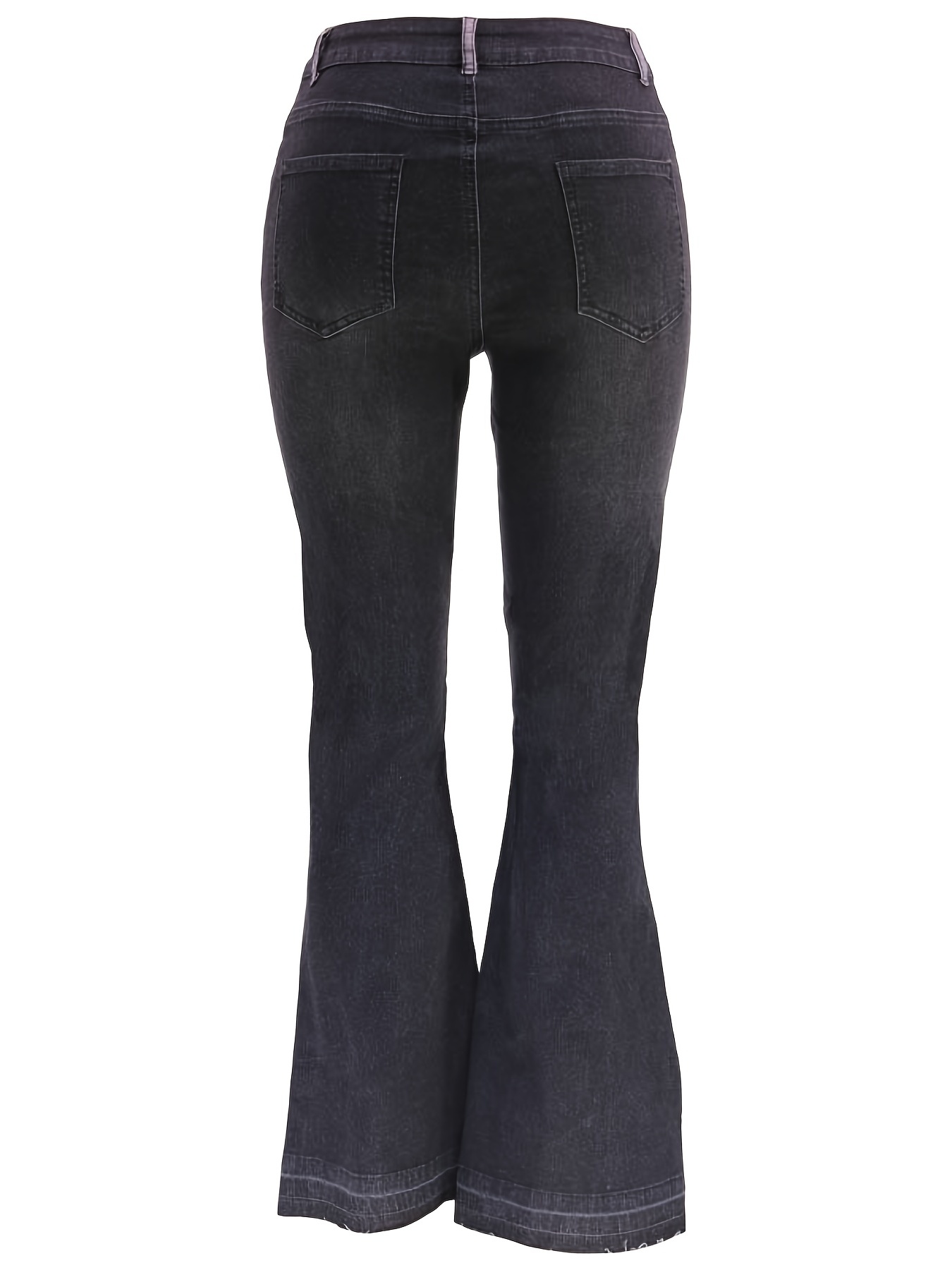 Black Low Rise Flare Denim Pants Plus Size