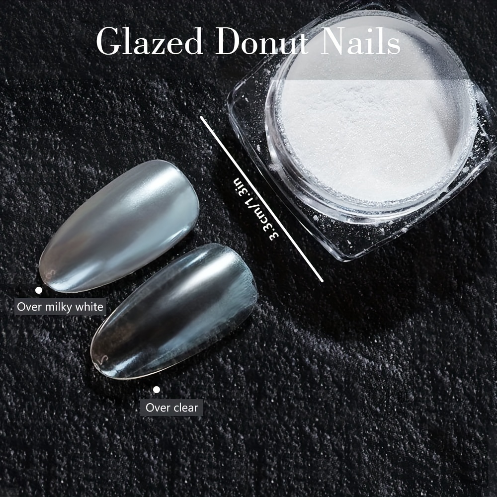 Donut Glaze Nails White Chrome Powder Pearl Finish Nail Polish Pigment  Decor Art
