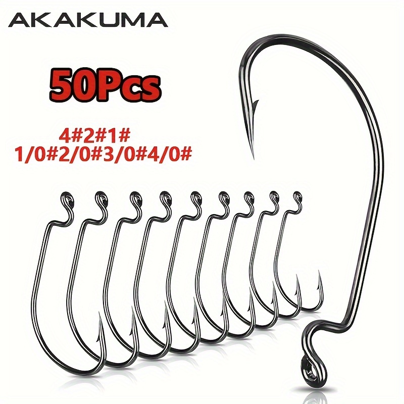 50pcs/set Fishing Hook, Carbon Steel Crank Hook For Soft Worm Lure, Barbed  Fishing Hooks For Texas Rig