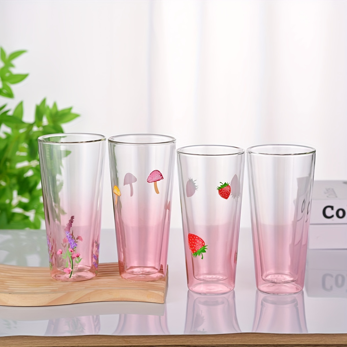 350ml Flower Glass Breakfast Milk Juice Cup Transparent Water Cup Home  Party Drinking Cups Tumbler Cup Cute Glass Cup Kawaii Cup
