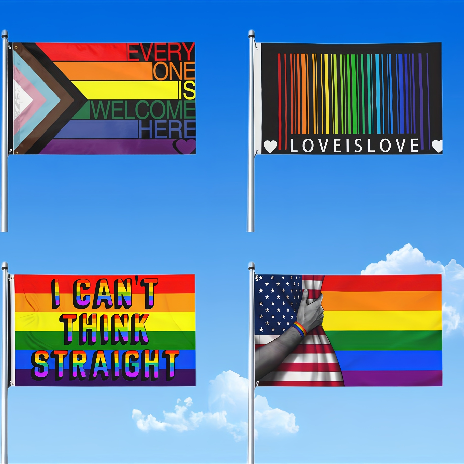 1pc 3x5 Ft Progress Pride Rainbow Flag Pride Month Flag Rainbow Gay Pride Banner Lgbt Community 8876