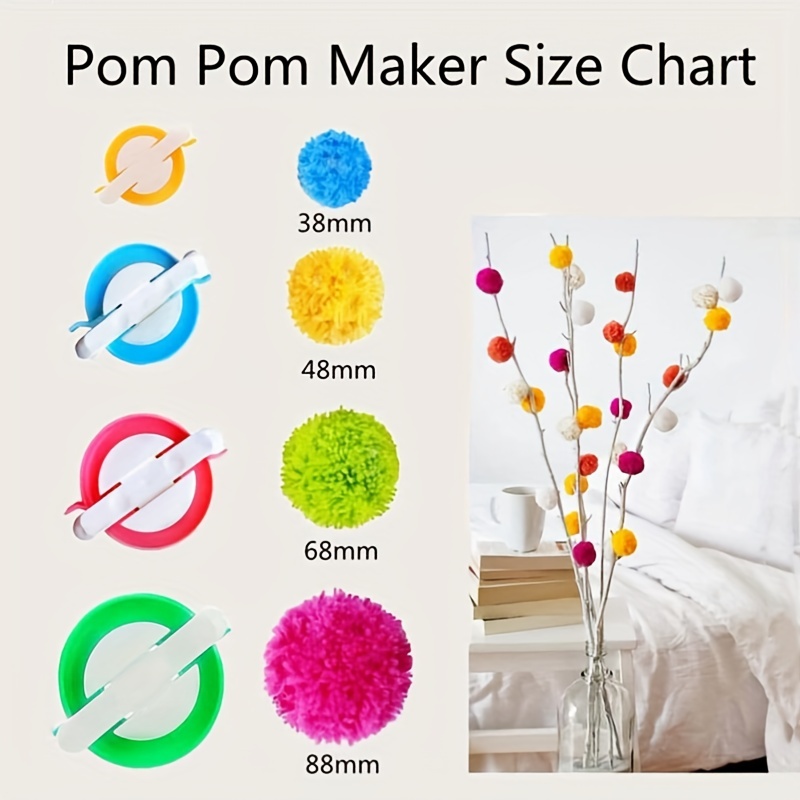 Pom Pom Maker, 4 tailles Fluffy Balles Maker Weaver Aiguille à