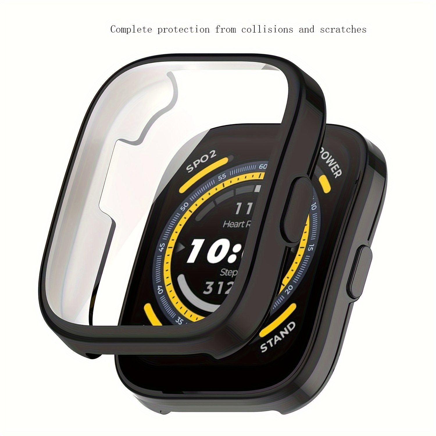 Intended for Amazfit Bip 5 Case,Hard PC Full Cover Tempered Glass Screen  Protector Bumper Shell for Amazfit Bip 5 Watch Case (Black&DarkBlue)