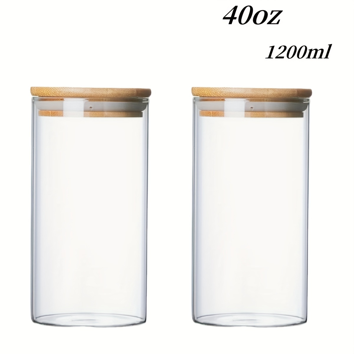 Storage Glass Jars with Bamboo Lid 4 pcs 1200 ml