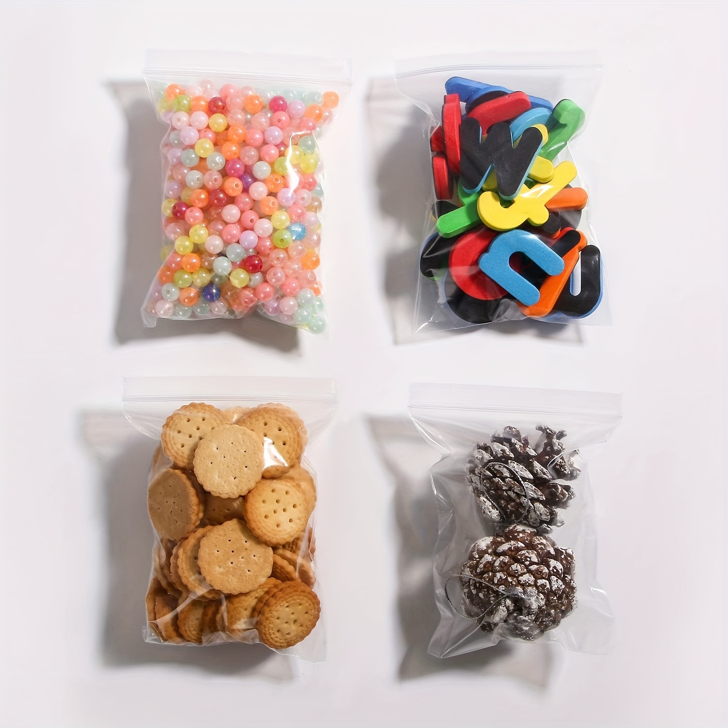 100pcs Clear Plastic Zipper Bags, 2.36 Mil Thick - Resealable & Durable for Snacks, Nuts, Seeds, Candy - Ideal for Travel, Storage, Packaging - Transparent Poly Pouches with Easy-Seal Tabs, Snack Bag