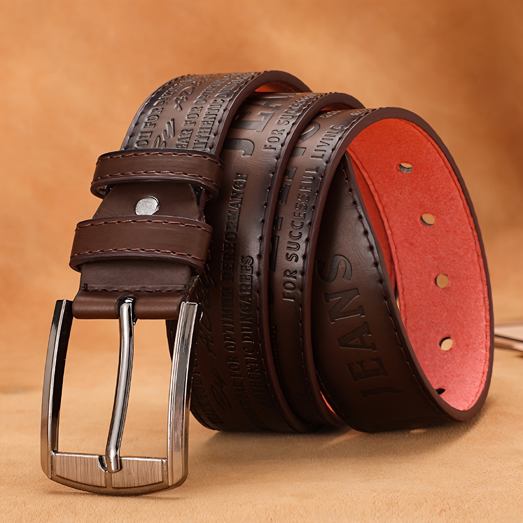 mens casual pin buckle belt mens embossed retro style belt