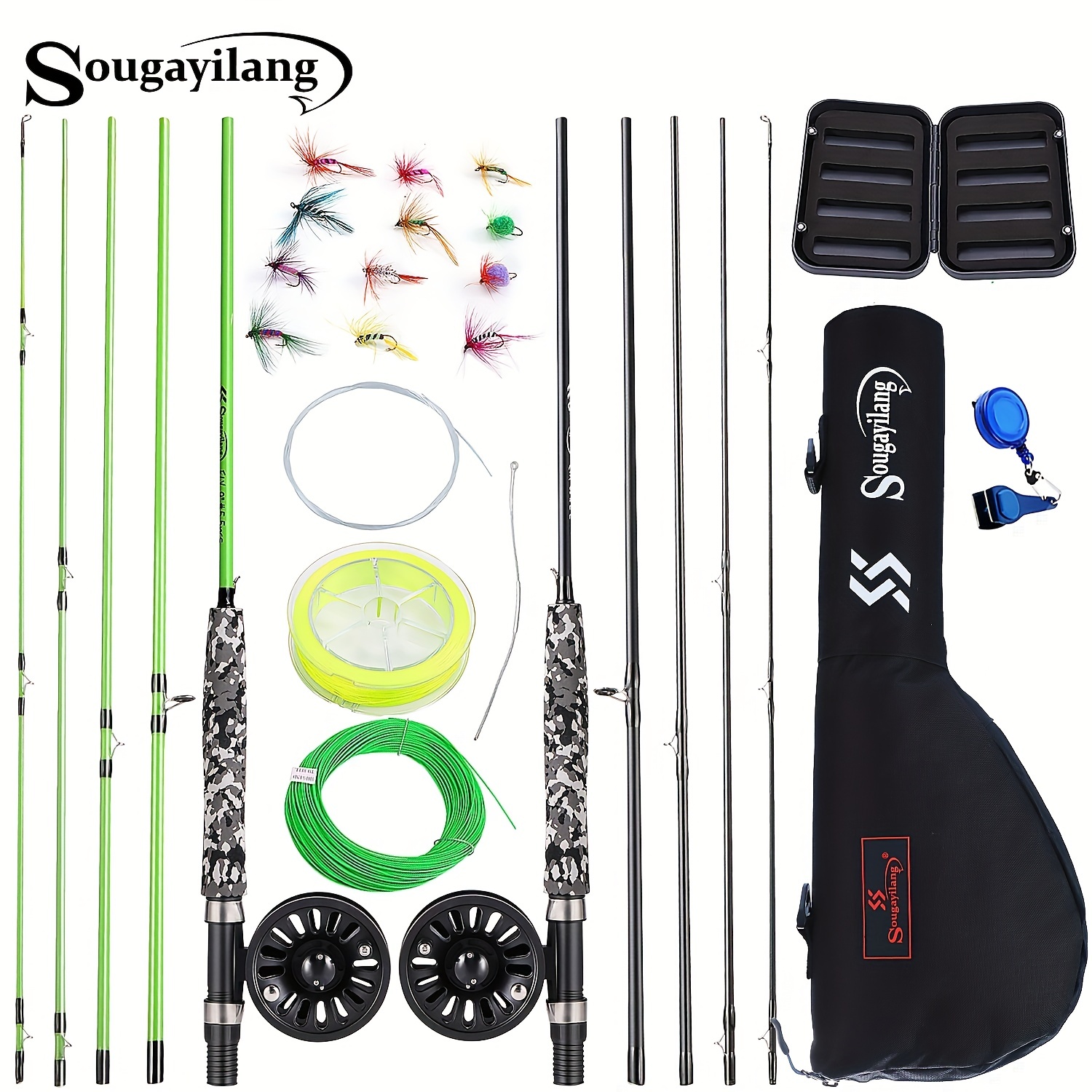 Sougayilang Fishing Rod Reel Combos Kit, Including High Carbon Fishing  Pole, Black Smooth Fishing Reel, Artificial * Bait, Fishing Line And More