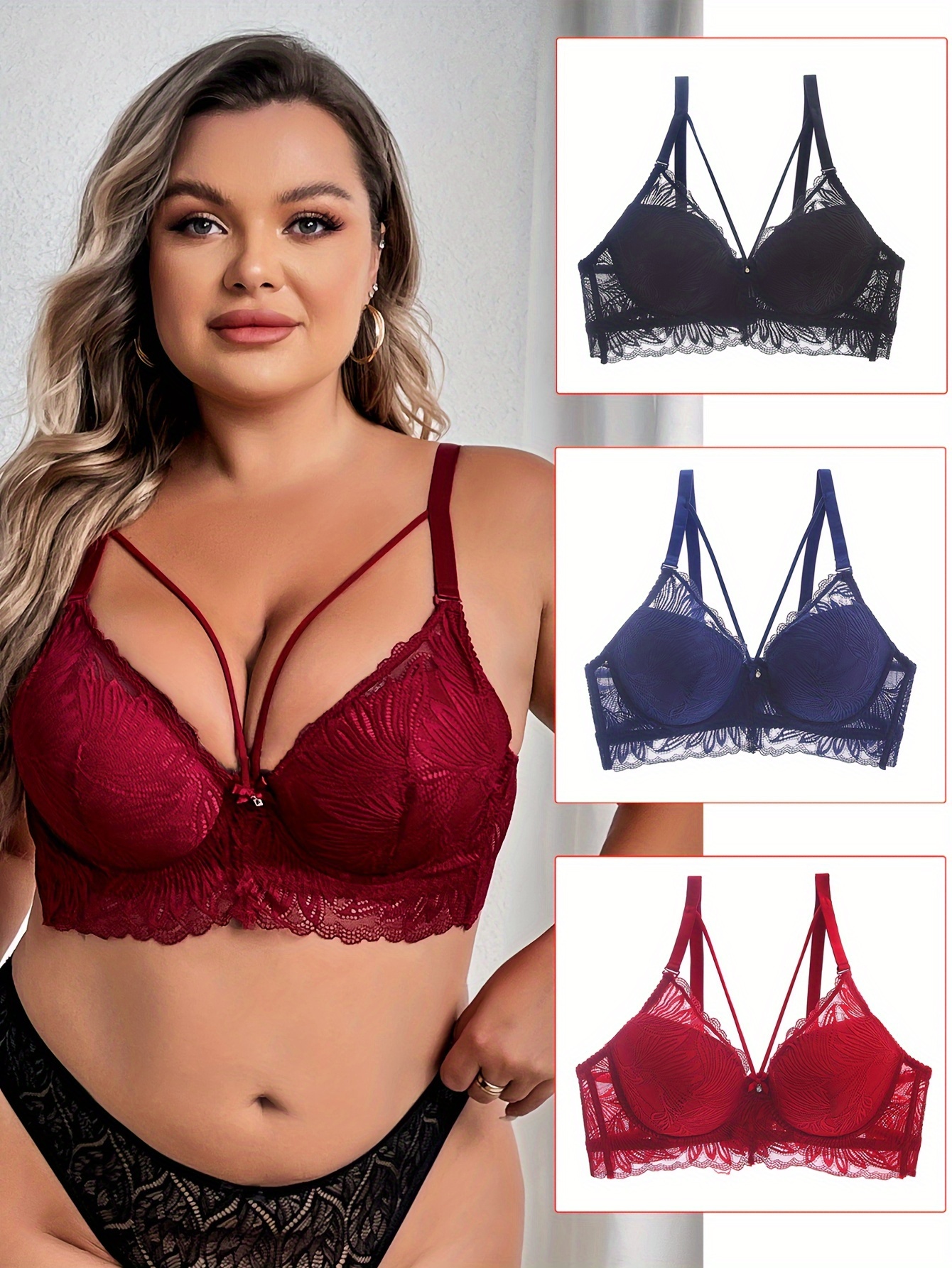 Women Black Sexy Lingerie Bras Lace Padded Plus Size Underwire Bra for Big  Breast Halter Neck Crop Tops, Blue, Small : : Clothing, Shoes &  Accessories