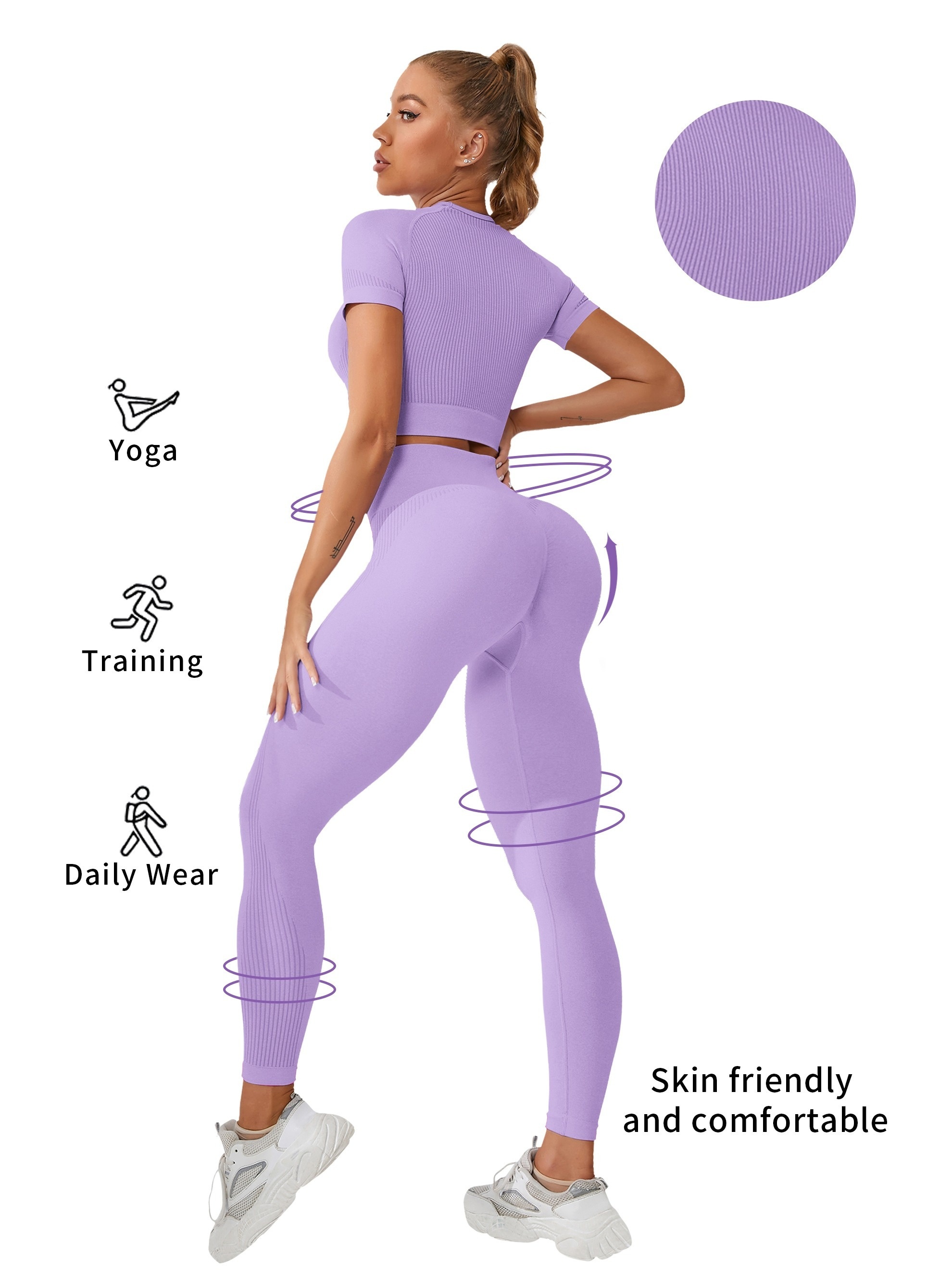 Comfortable Solid Color Workout Sets Breathable Stretchy - Temu