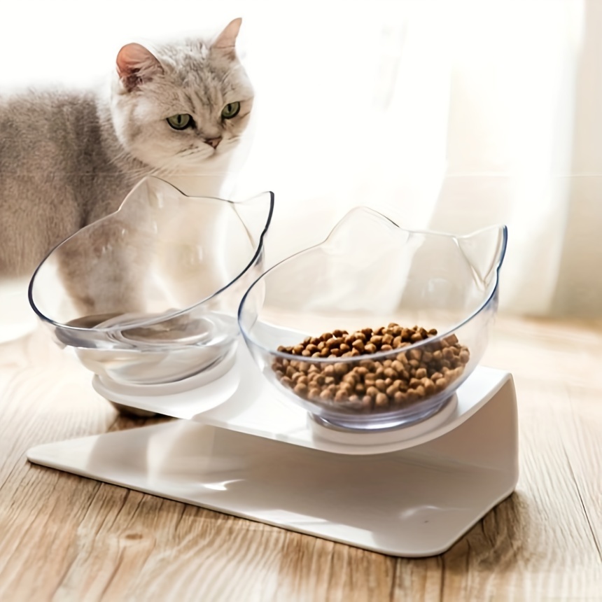 Elevated Cat Food Bowl With Neck Protection And Slanted - Temu