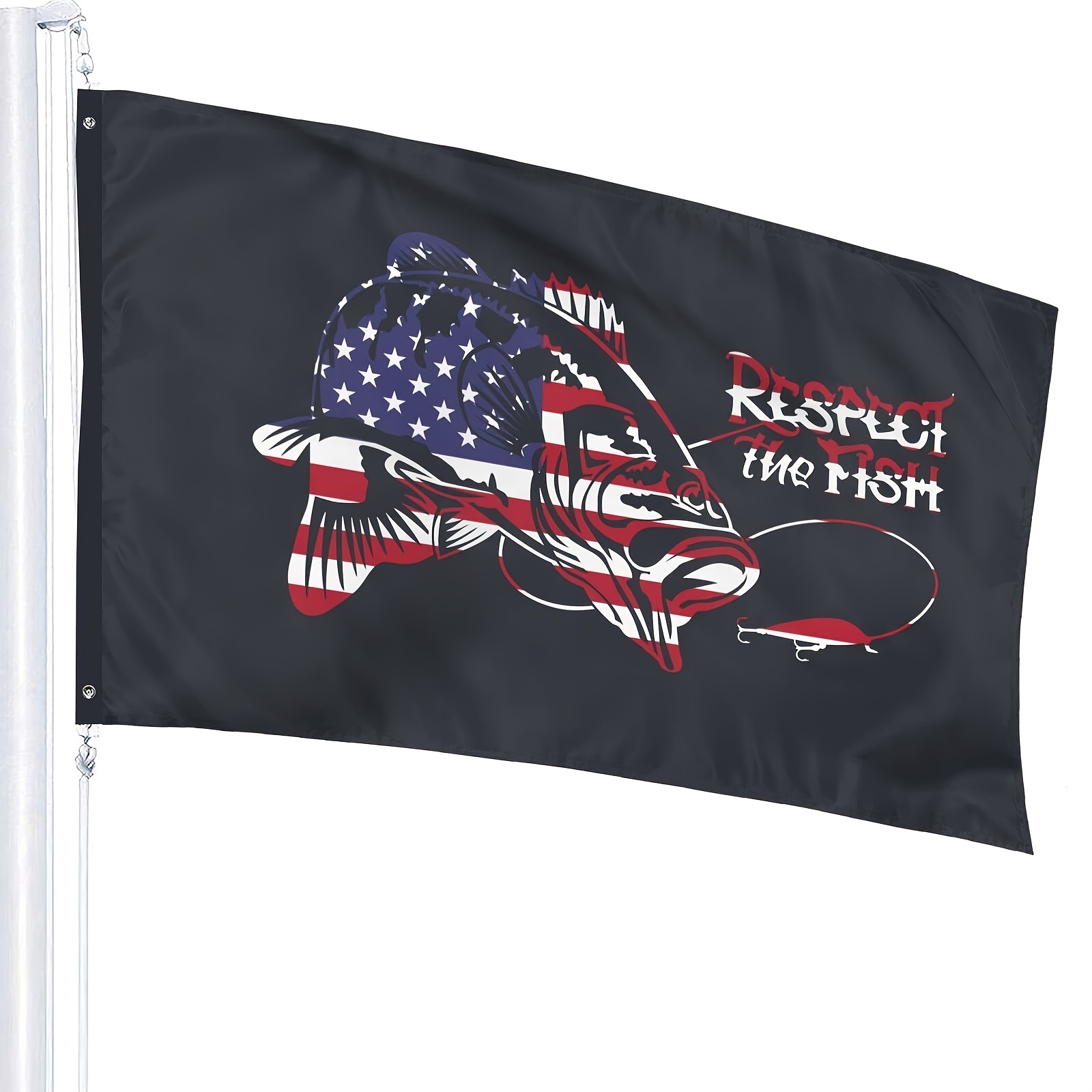 American Flag Bass Patriotic Fishing Flag Banner Yard Flags - Temu