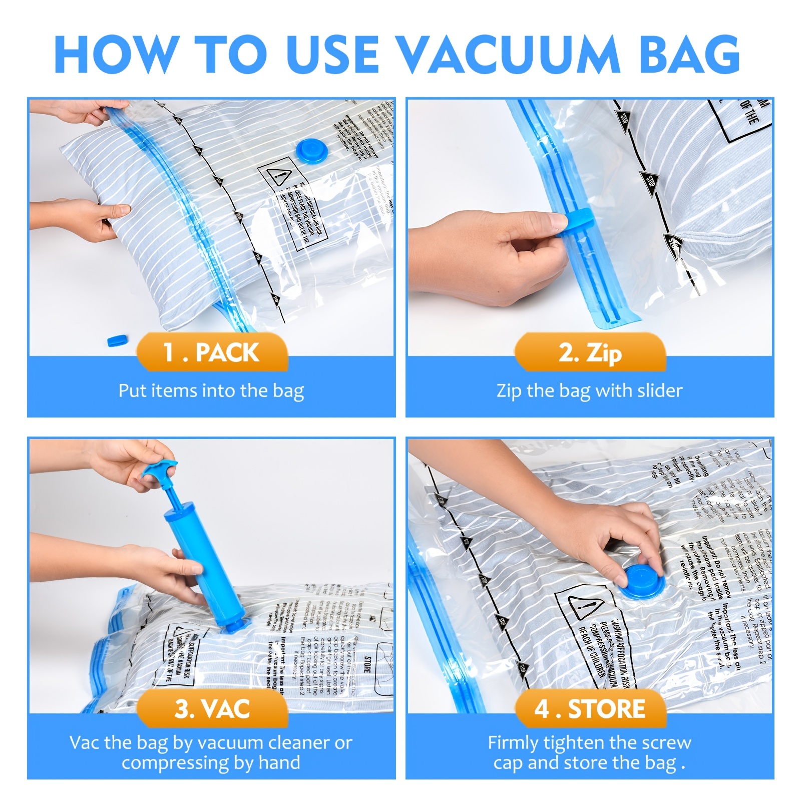 Pe Vacuum Storage Bag With Pump, Modern Vacuum Compression Storage