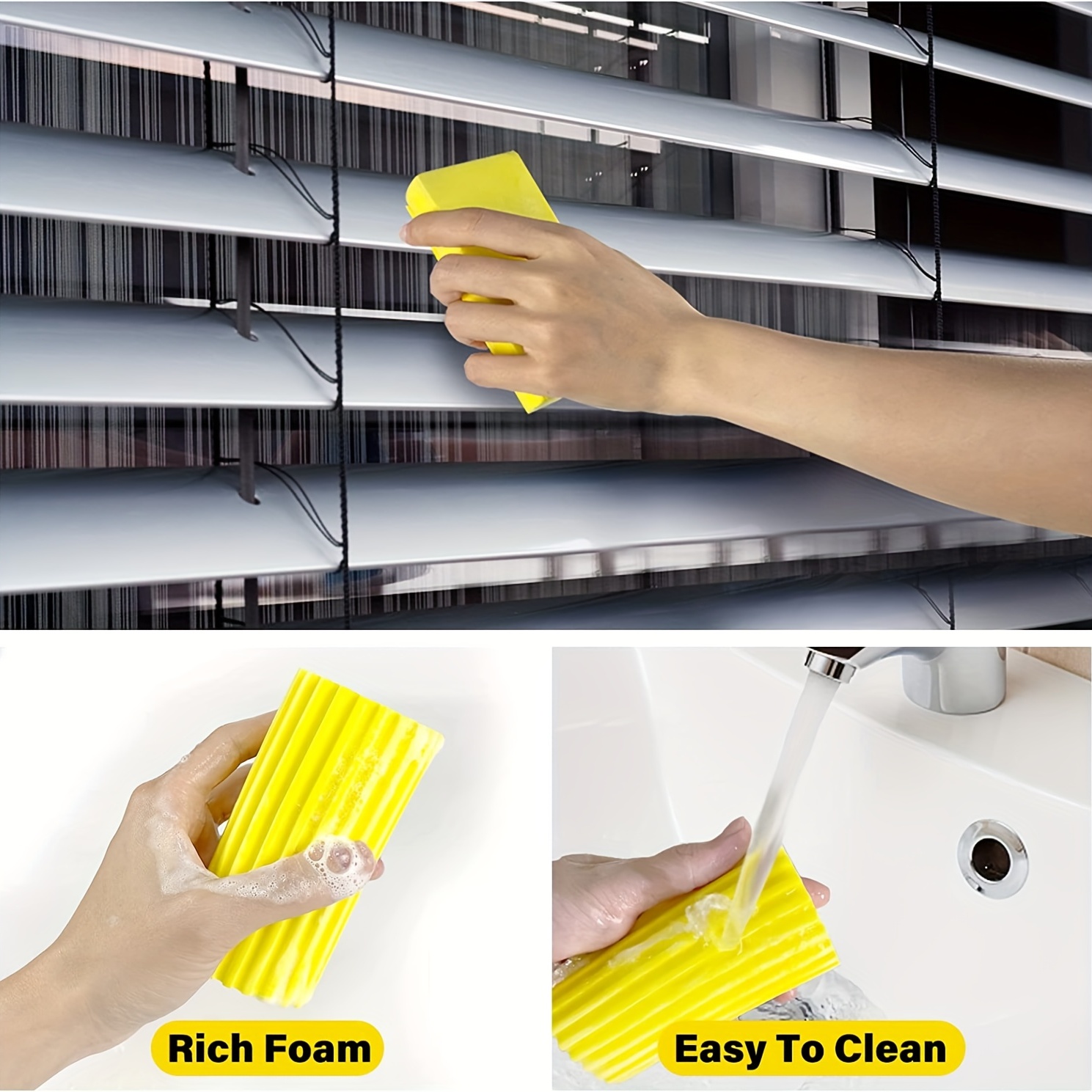 1pcs, Damp Clean Duster Sponge, Sponge Cleaning Brush, Duster For Cleaning  Blinds, Glass, Baseboards, Vents, Railings, Mirrors, Window Track Grooves  And Faucets