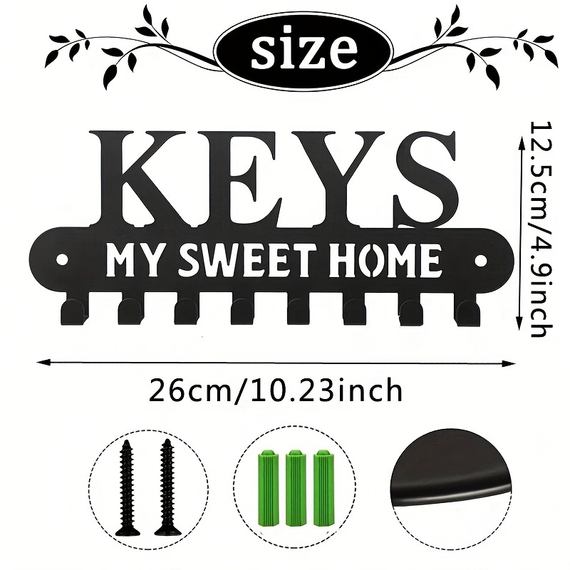 1 Stück Schlüsselhalter zur Wandmontage, schwarzer Schlüsselhalter für die  Wand, dekoratives Metall-Schlüsselhakenregal für Schlafzimmer,  Schlüsselaufhänger mit 10 Haken für den Eingangsbereich, die Vordertür, das  Büro, Zimmer, 2