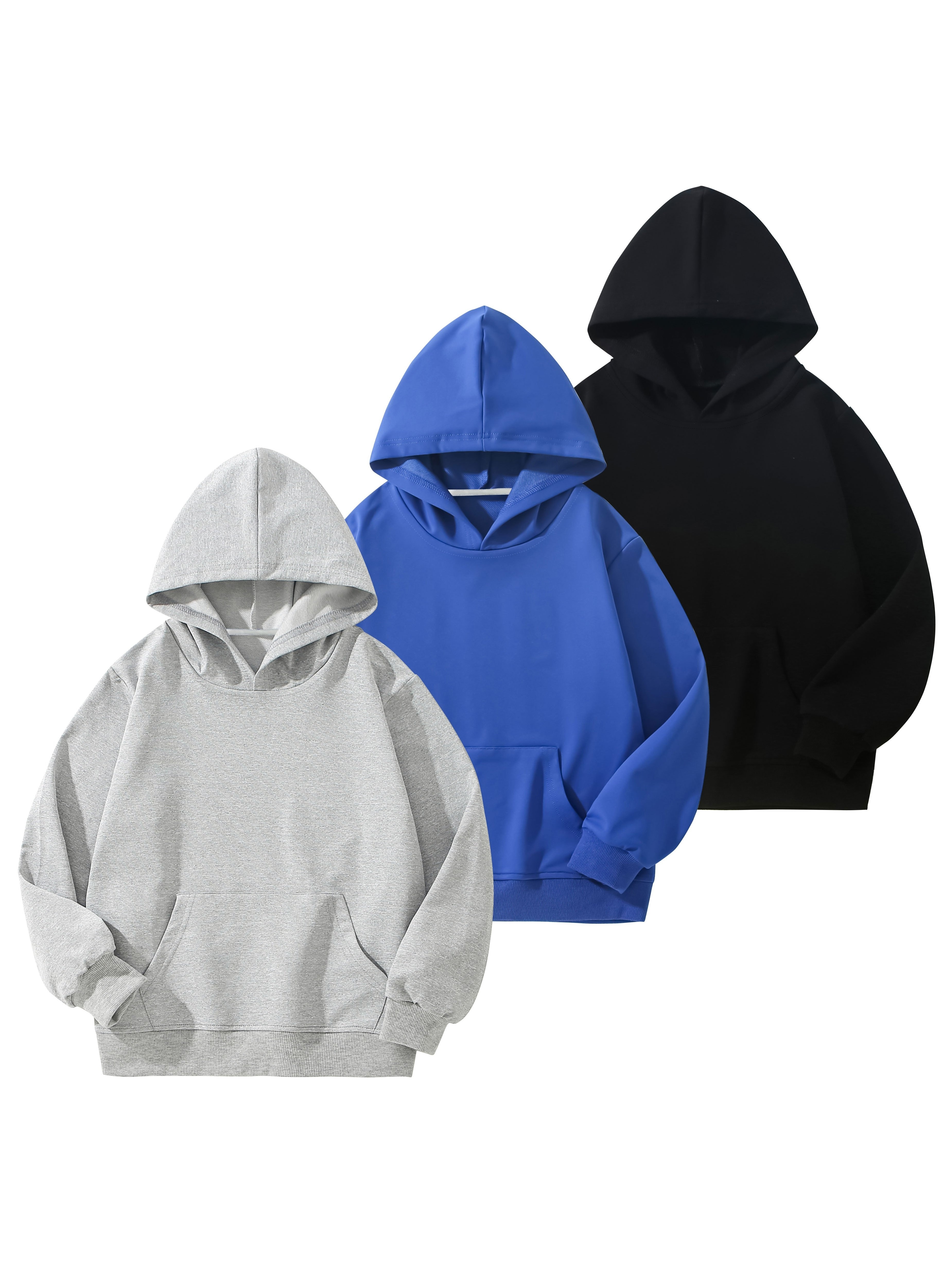 Solid Color Pullover Long Sleeve Hooded Sports Sweatshirt - Temu