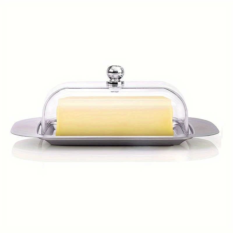 

1pc, Butter Box, Stainless Steel Butter Saucer With Cover, Creative Butter Dish, Butter Keeper, Cheese Storage Box, Kitchen Storage Items