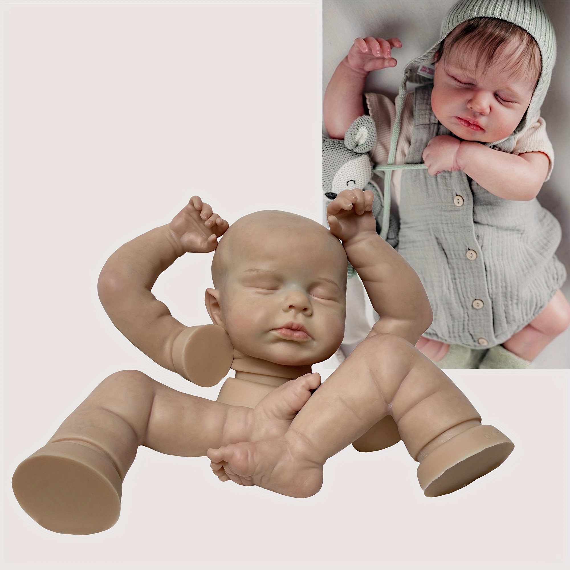 19 Reborn Baby Doll Soft Cloth Body Boy Girl Lifelike Sleeping Newborn  Kids Toy