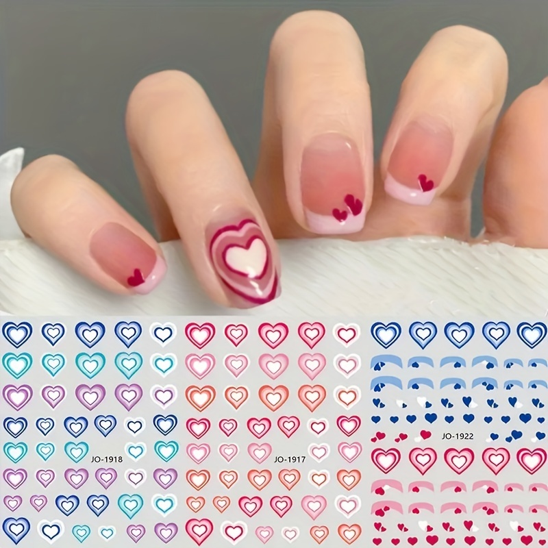 1pcs 3D luminous nail stickers and decals love heart aurora star