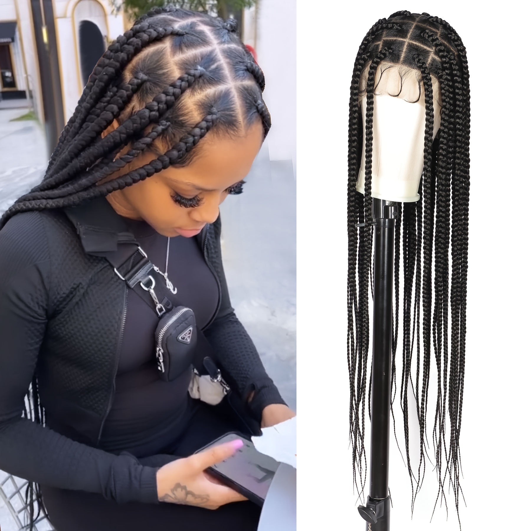 Braided Wig With Lace Frontal - Temu Canada