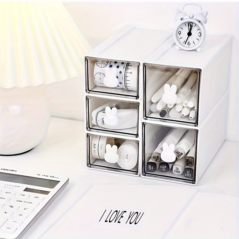 Multi grid Transparent Desktop Drawer Storage Box For - Temu