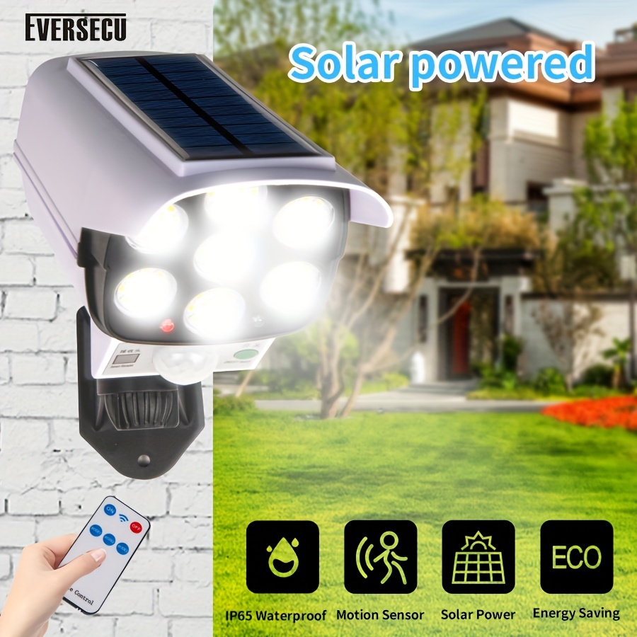 Outdoor Motion Sensor Solar Lights 2000 Lumens 77 Leds Spotlight With Remote  Controller Floodlights Outdoor Ip66 Waterproof Wireless Dummy Decoy Fake  Security Camera For Porch Garden Patio Driveway Smart Home Temu United  Kingdom