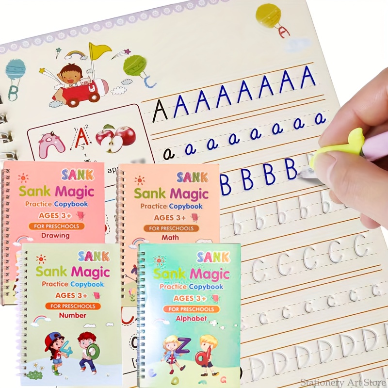 Magic Ink Copybooks for Kids Reusable Handwriting Workbooks for Preschools  Grooves Template Design Aid Magic Practice - AliExpress
