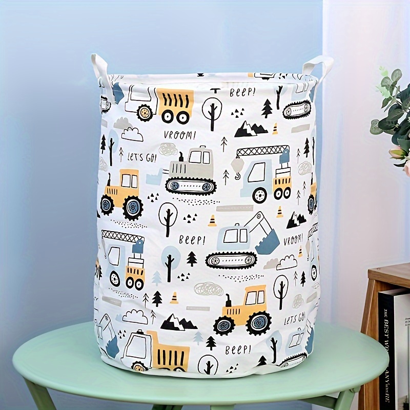 Creative Decor Hamper, Round Canvas Large Laundry Basket With Handles,  Waterproof Storage Organizer Bucket For Bathroom, Bedroom, Living Room,  Perfect For Kids Play Room Toy Organizer, Home Organization - Temu