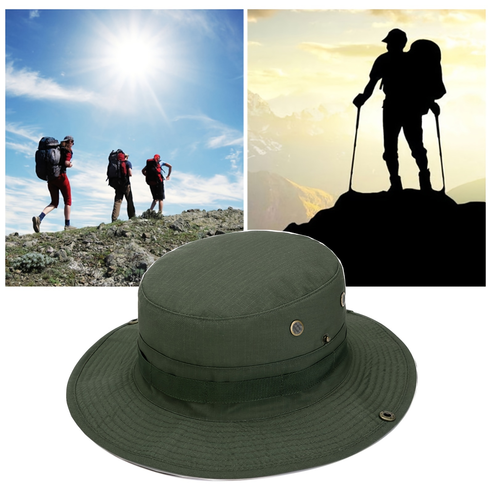 UPF50+ Protection Safari Hat, Wide Brim Foldable Summer Boonie Hat, Outdoor Fisherman Hat for Fishing Hiking Hunting,Temu