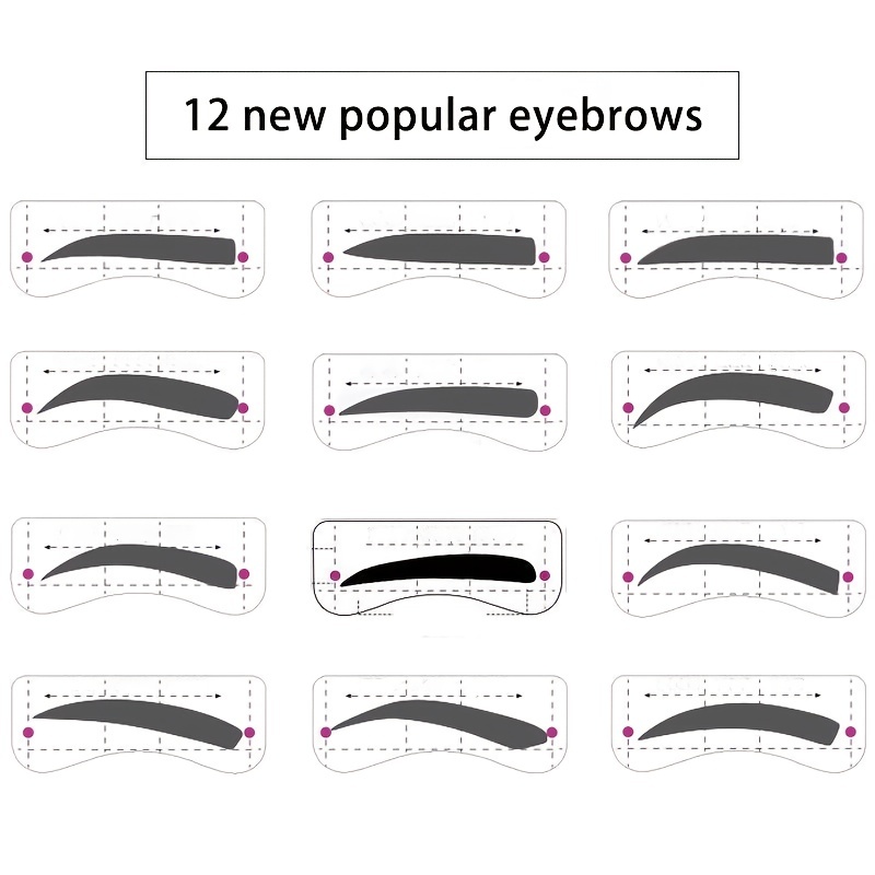 12 Style Eyebrow Stencil Template Kit Quick Eyebrow Card Set