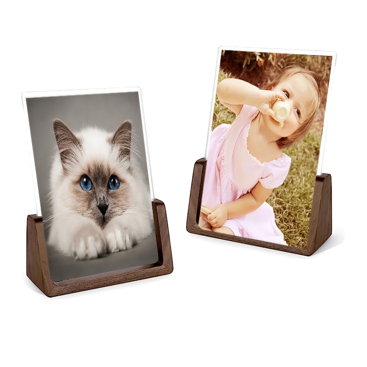 4x6 Picture Frame Wood Color/white High Definition Glass - Temu