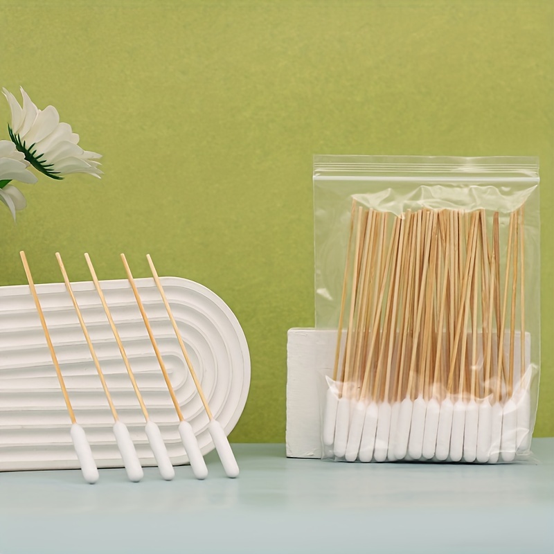 50pcs Pet Cotton Swabs With Wooden Handle for Ear & Eye Cleaning