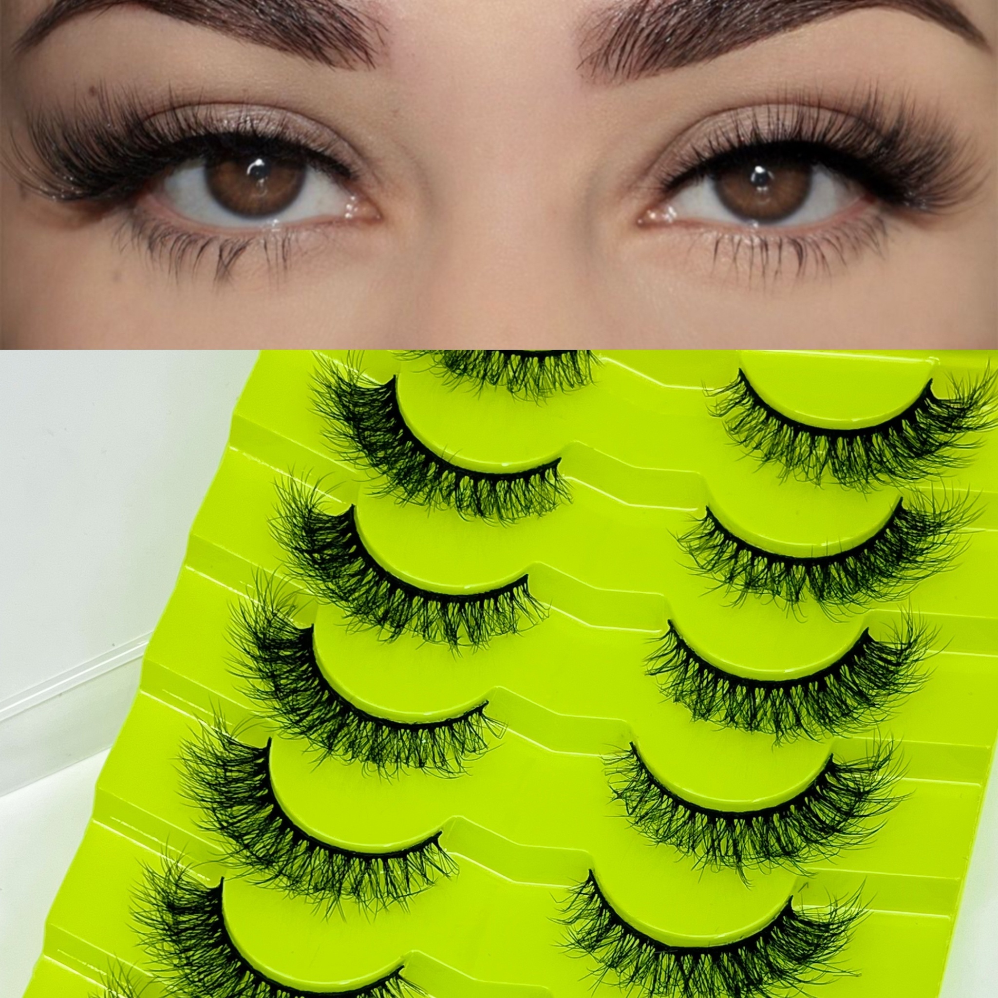 7 Pairs Lightweight False Eyelashes Wispy 8-14mm D Curl Natural Thick Eyelashes