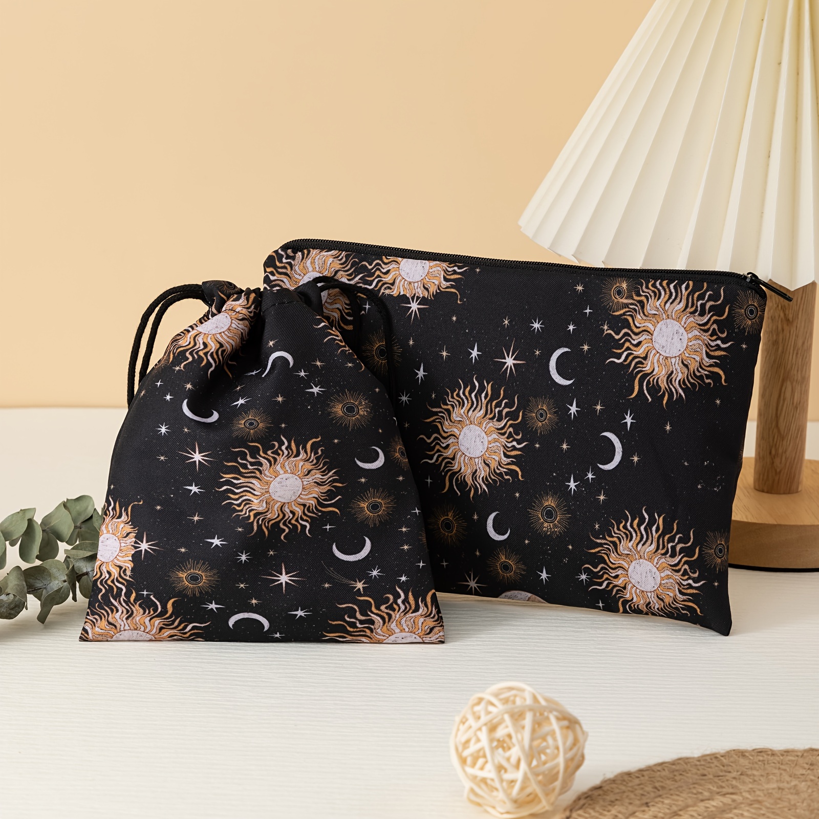 

Makeup Bag And Drawstring Bag Set Black Travel Cosmetic Bag Zipper Pouch For Purse Toiletry Bag Make Up Organizer Birthday Gifts For Women Gifts For Eid, Ramadan