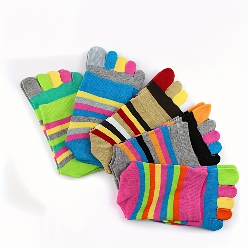 Rainbow Color Striped Calf Socks Five toe Split - Temu Australia