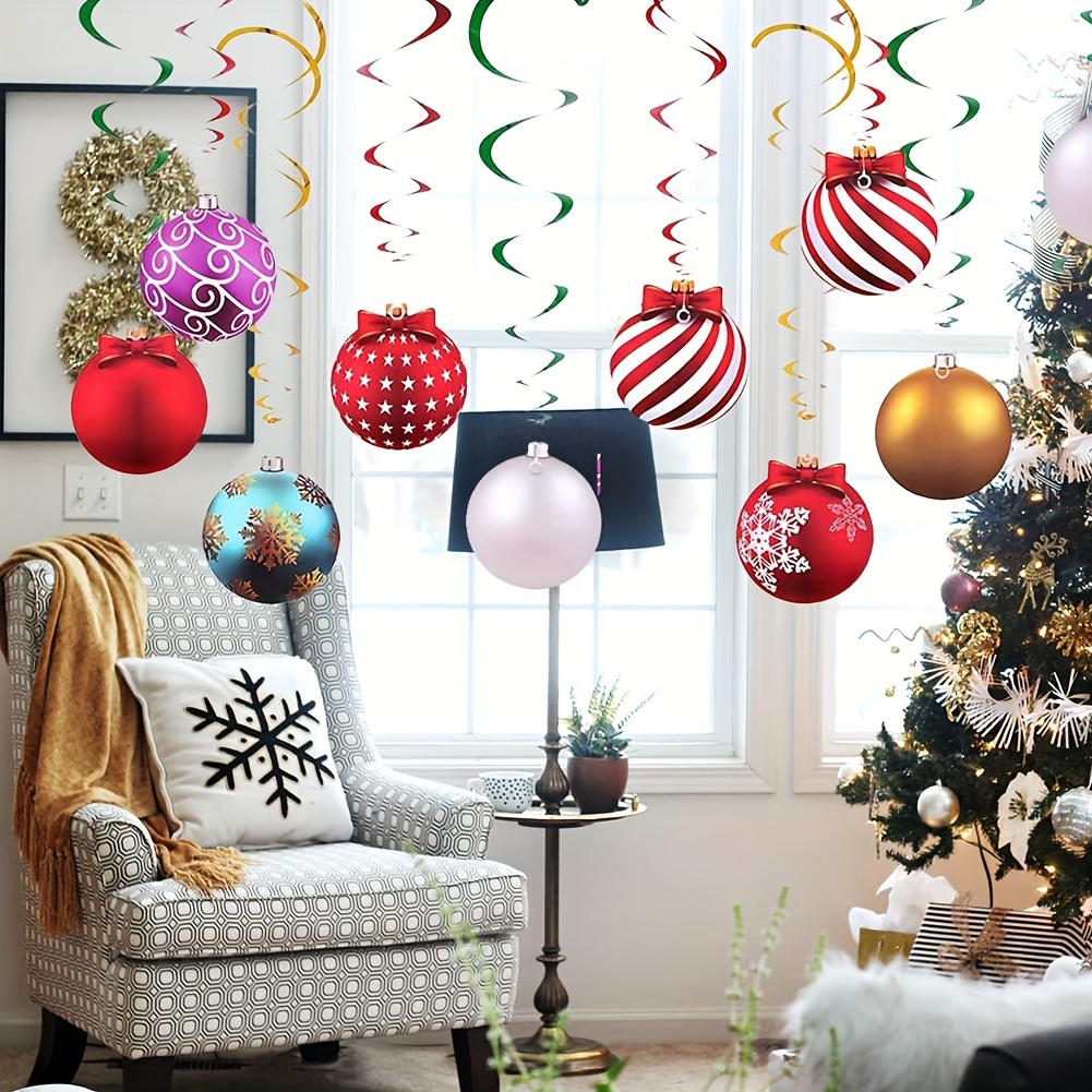 Christmas Decorations Indoor Hanging Foil Swirls Christmas Ball ...