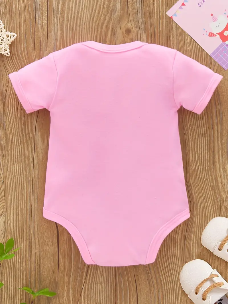newborn infant short sleeve romper be careful print crew neck bodysuit onesies for baby girls toddler summer clothes details 1