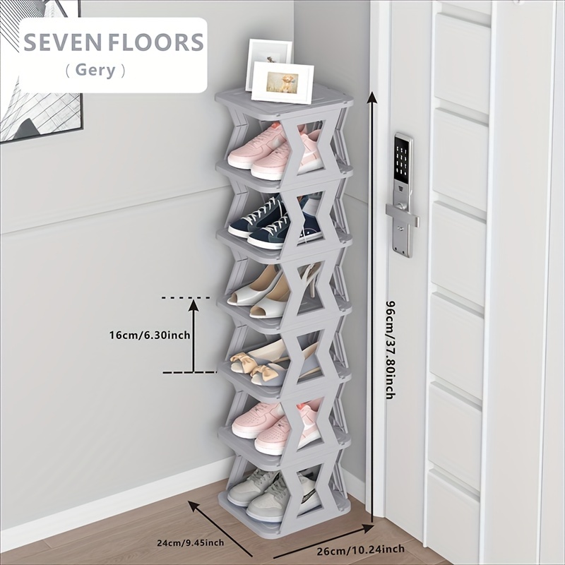 8 Tiers Vertical Narrow Shoe Rack Corner Shoe Storage Organizer for Small  Space