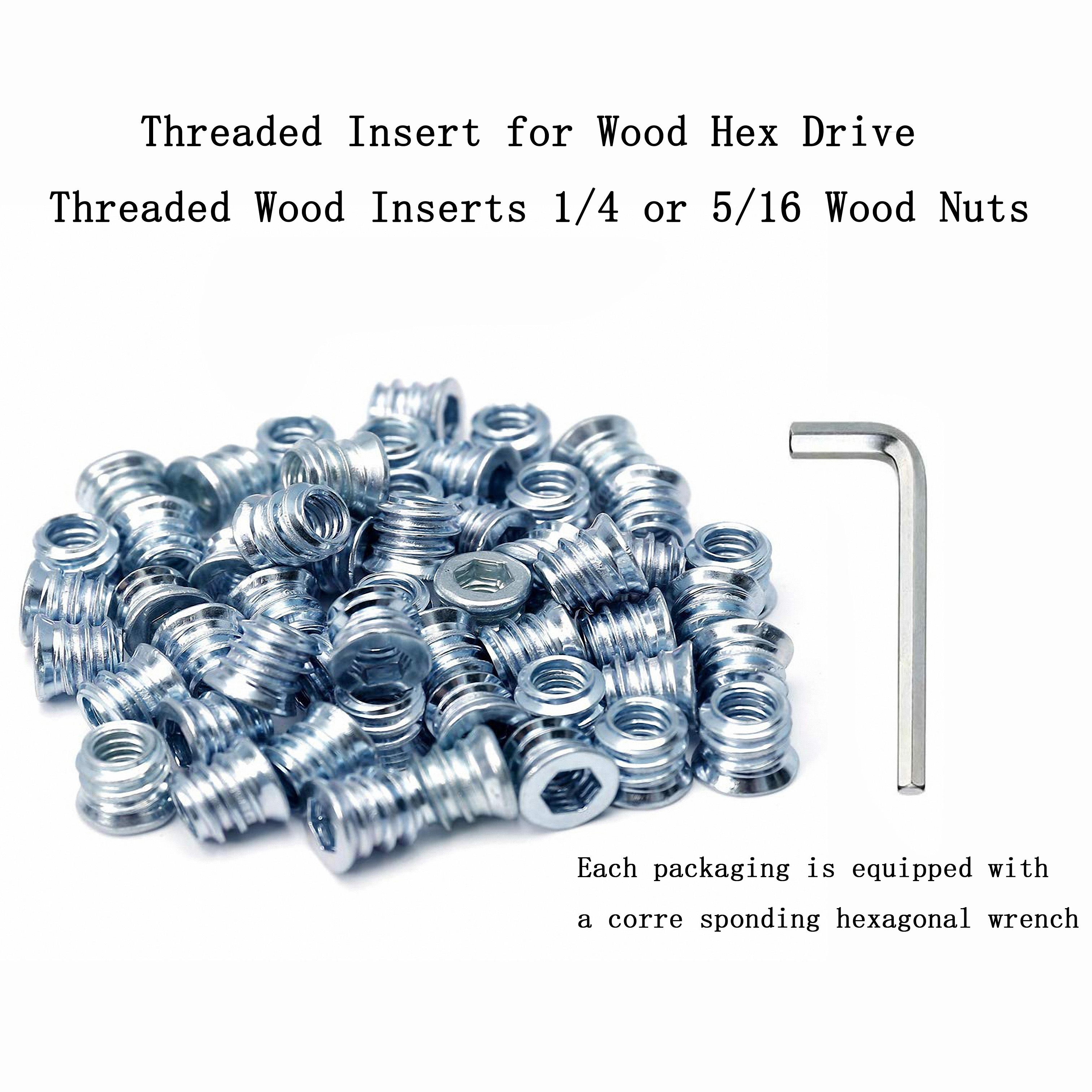 50pcs 4 Pronged Tee Blind Nuts Furniture T Nut Inserts for Wood 4 Prongs  Knock in Wood 1/4-20 T-Nut Four Claw Nut