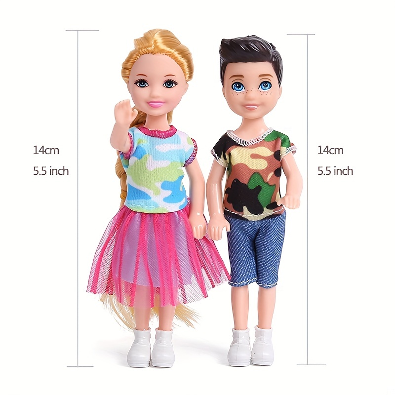 2pcs 14cm 5.5 Inch Mini Couple Dolls With Doll Clothes And Shoes Party Grown Outfits Doll Accessories Birthday Gifts Christmas Halloween Gift