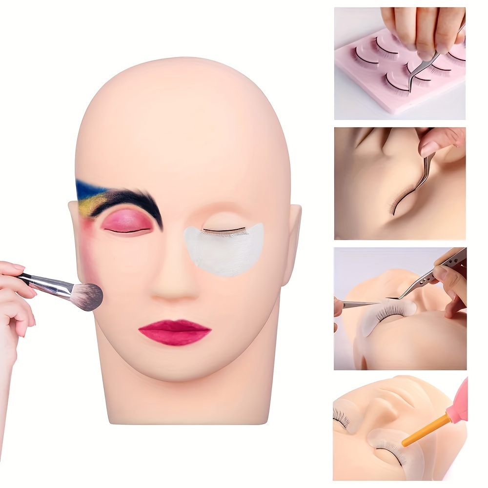 Eyelash Practice Training Mannequin Head 1 pcs Rubber Cosmetology Mannequin  Doll Face Head For Eyelashes Makeup Massage Practice